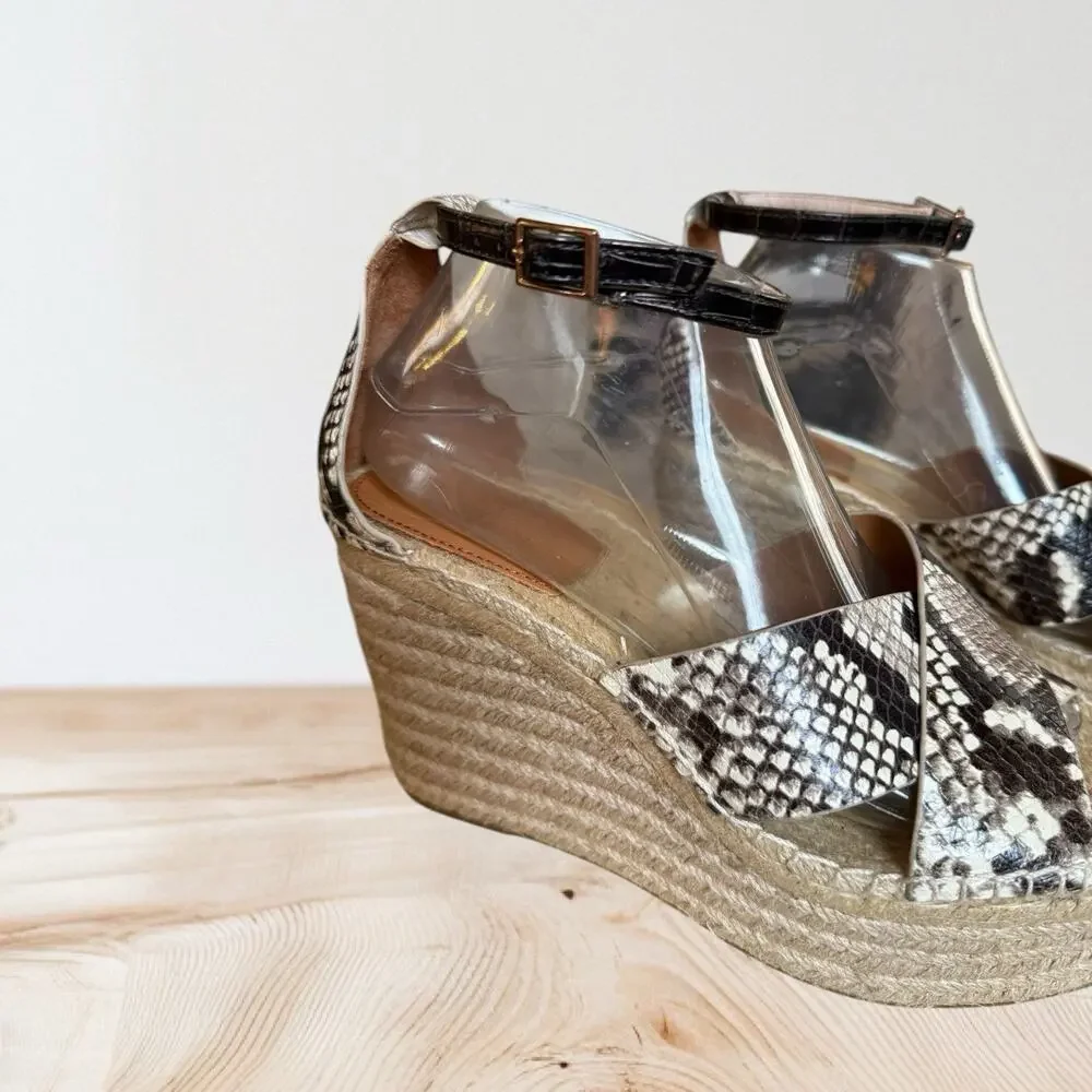 Tory Burch Shelby Snakeskin Embossed Leather Espadrille Size 9 Womens‎
